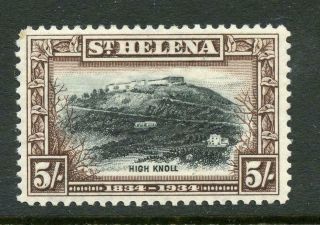 St Helena 1934 Centenary 5s Black And Chocolate Sg123 Mvlh - See Desc