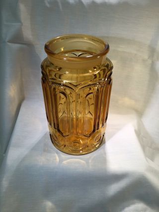 Vintage LE Smith Amber Glass Apothecary Canister Moon/Stars Large 9” ONLY 3