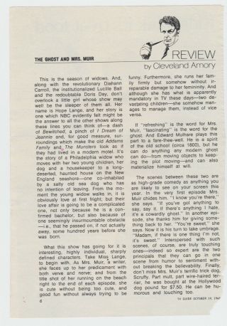 The Ghost And Mrs.  Muir /tv Guide Review Page By Cleveland Amory / Oct,  19,  1968