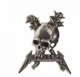 Metallica Collector Pin / Pewter Hat Pin,  Metallica Damage,  Inc Skull Pewter Pin