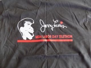 Jerry Lewis Mda Telethon T Shirt Large Cotton Black Hanes Vintage Nos Htf Last 1