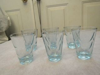 Set Of 6 Vintage Lt.  Blue Juice Glasses.