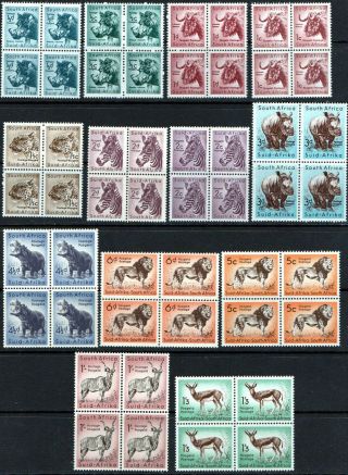 South Africa 1954 - 61 Mixed Animal Definitives Blocks 4 Unmounted