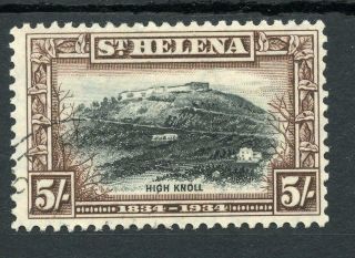 St Helena 1934 Centenary 5s Black And Chocolate Sg123 Fu