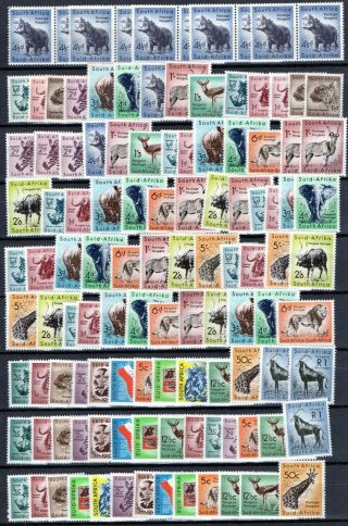 South Africa 1954 - 61 Animal Definitives Sg151/197 U/m M/m & F/used 2 X Sheets
