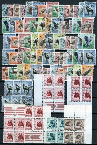 SOUTH AFRICA 1954 - 61 ANIMAL DEFINITIVES SG151/197 U/M M/M & F/USED 2 x sheets 2