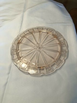 Pink Doric Depression Glass Cake Plate