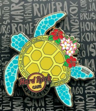 2020 Hard Rock Cafe Honolulu Hawaii Turtle Honu Hibiscus Flowers Pin Le 500