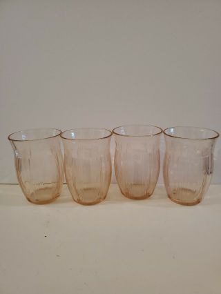 Pink Depression Glass Water Glasses Set Of 4