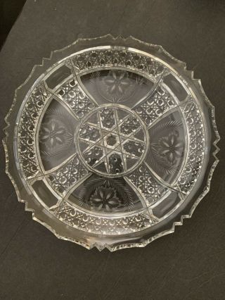 Antique American Brilliant Cut Glass 9.  75” Plate