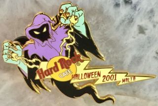 Hard Rock Cafe Malta 2001 Halloween Pin Menacing Ghost With Bolts - Hrc 5271