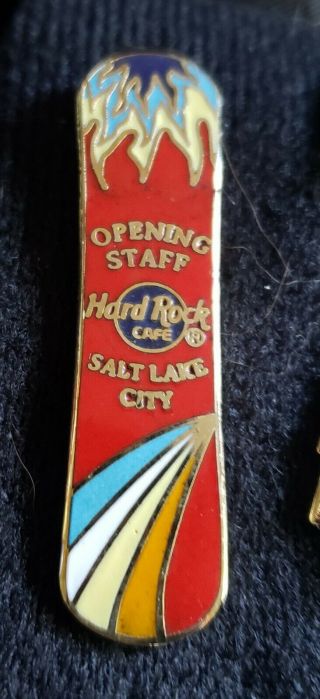 Hard Rock Cafe Salt Lake City Grand Opening Staff Red Snowboard Pin