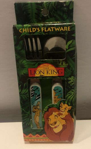 Vintage 1990s Disney The Lion King Child’s Utensil Set Fork Spoon Flatware