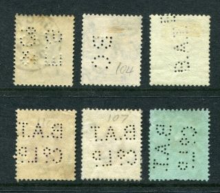 Old China Hong Kong GB QV,  KEVII,  KGV 6 x Stamps with Perfins 3