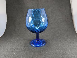 Vintage Empoli Italilan Blue Pedestal Vase,  Mid - Century Optic