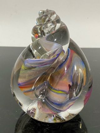 Signed Rollin Karg Multi - Color Art Glass Statue Sculpture Shell Paperweight