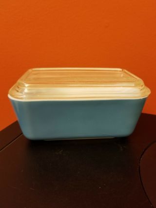Vintage Pyrex Primary Blue Refrigerator Dish With Lid Medium 502 Minty