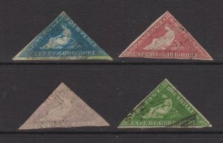 Cape Of Good Hope Triangulars 1853/64 X 4 1d,  4d,  6d & 1 Shilling
