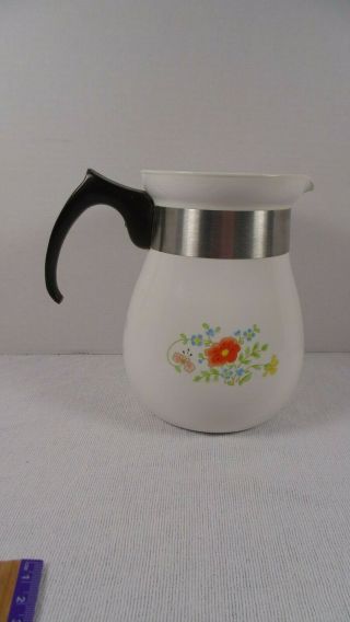 Vintage Corning Ware Stove Top Coffee Tea Pot P - 166 Wildflower 6 Cup Pot Only