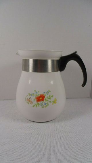 Vintage Corning Ware Stove Top Coffee Tea Pot P - 166 Wildflower 6 Cup Pot Only 3