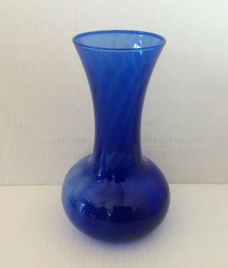 Vintage Cobalt Blue Glass Vase 8” High