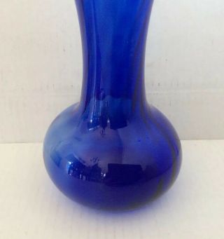 Vintage Cobalt Blue Glass Vase 8” High 3