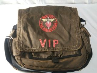 Bon Jovi The Circle Tour Vip Brown Messenger Shoulder Bag Concert Souvenir.