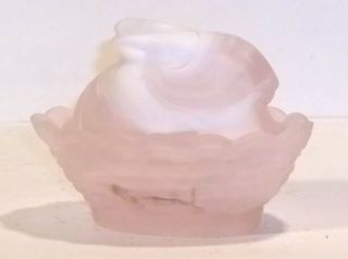 Boyd Glass Made In 2005 Bunny Salt Hand Signed Satin Cotton White Slag Pink Fund