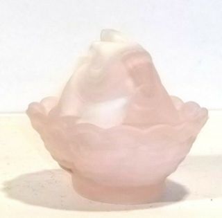 Boyd Glass Made in 2005 Bunny Salt HAND SIGNED SATIN Cotton White SLAG Pink FUND 2