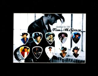 Tim Mcgraw Matted Picture Guitar Pick Set Limited Humble And Kind Southern Girl