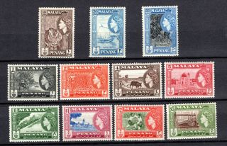 Malaya Straits Settlements 1957 Penang Qeii Complete Set Of Mnh Stamps Un/mm