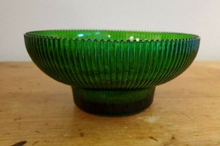 Vintage Hoosier Glass 4054 Emerald Green Ribbed Glass Bowl Candy Dish 6 - 5/8 "