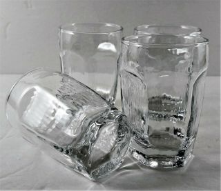 4 Set Libbey Chivalry Clear Juice Shot Glasses Tumblers Textured Vintage 1980s