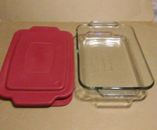Anchor Ovenware Square Baking Dish 8 X 11 1/2 X 2 Clear Glass 2 Qt With Lid