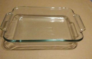 Anchor Ovenware Square Baking Dish 8 x 11 1/2 x 2 Clear Glass 2 QT With Lid 2