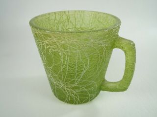Vtg Color Craft Shat - R - Pruf Spaghetti String Drizzle Rubber Coated Green Mug