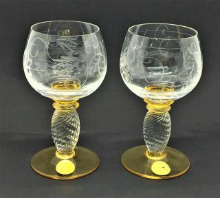 Theresienthal Pieroth Amber Crystal - - Wine Glasses 4 1/4 "