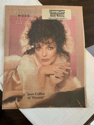 Glendale / Burbank News Press Tv Week Guide Joan Collins Of Dynasty