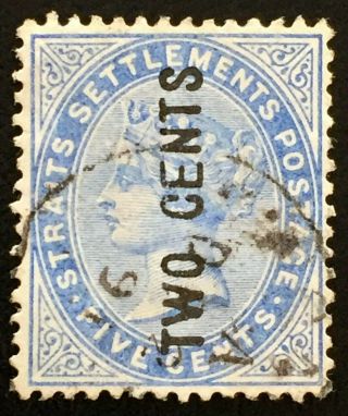 Malaya Straits Settlements 1884 Qv 2c On 5c " E " Wide Sg 78 M2074