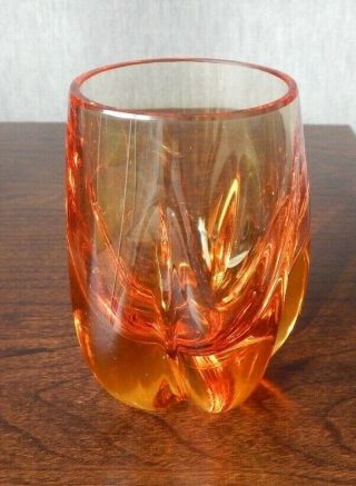 Vintage Whitefriars Glass Gold Flc Lobed Vase - Geoffrey Baxter 9392