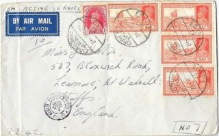 India/egypt 1942 Censored Airmail Cover To England