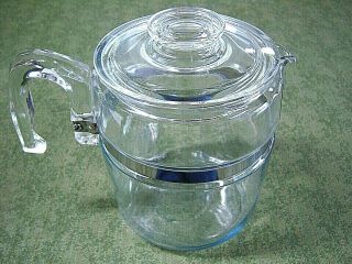 9 Cup Pyrex Flameware Blue Tint Coffee Pot Stove Top Percolator 7759 B Pot & Lid