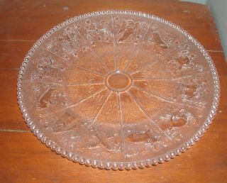 4 Westmoreland Beaded Edge Zodiac Plates 9 " Vintage Clear Glass