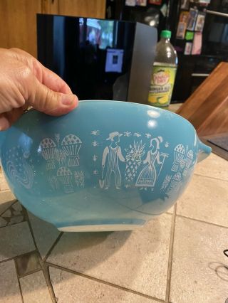 Vintage Pyrex Amish Butterprint 4 Qt 444 Cinderella Mixing Bowl Turquoise