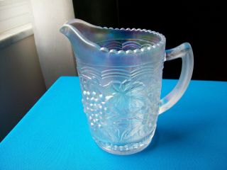 Imperial Glass Pitcher Iridescent Carnival Grape & Cable White 20 Oz.