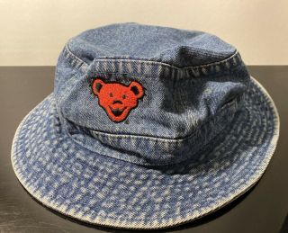 Dancing Bear Grateful Dead Embroidered Denim Bucket Hat