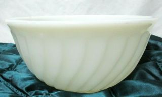 Vtg 1950s Fire King Swirl Bowl 8 " Mixing White Milk Glass Nesting Serving Salad