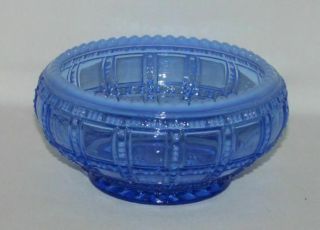 Imperial Glass Beaded Block Blue Opalescent Medium Curved Lily Bowl