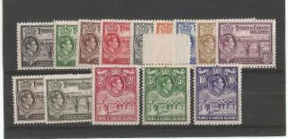 Turks & Caicos Is.  1938 - 45 Set To 10/ - With Colour Changes.  Unmounted