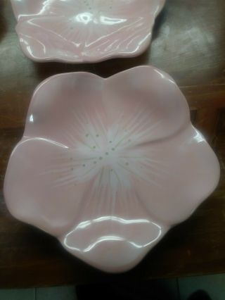 Princess House Inspired Classics Pink Petal Flower Set Of 4.  2 Are 6 " & 2 8 1\4 "